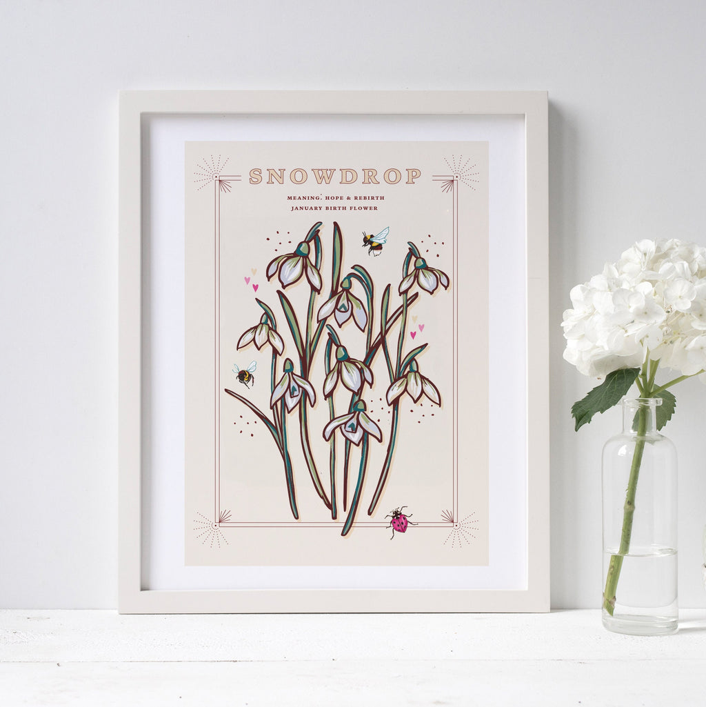 Snowdrops January Birth Flower Wall Art Print