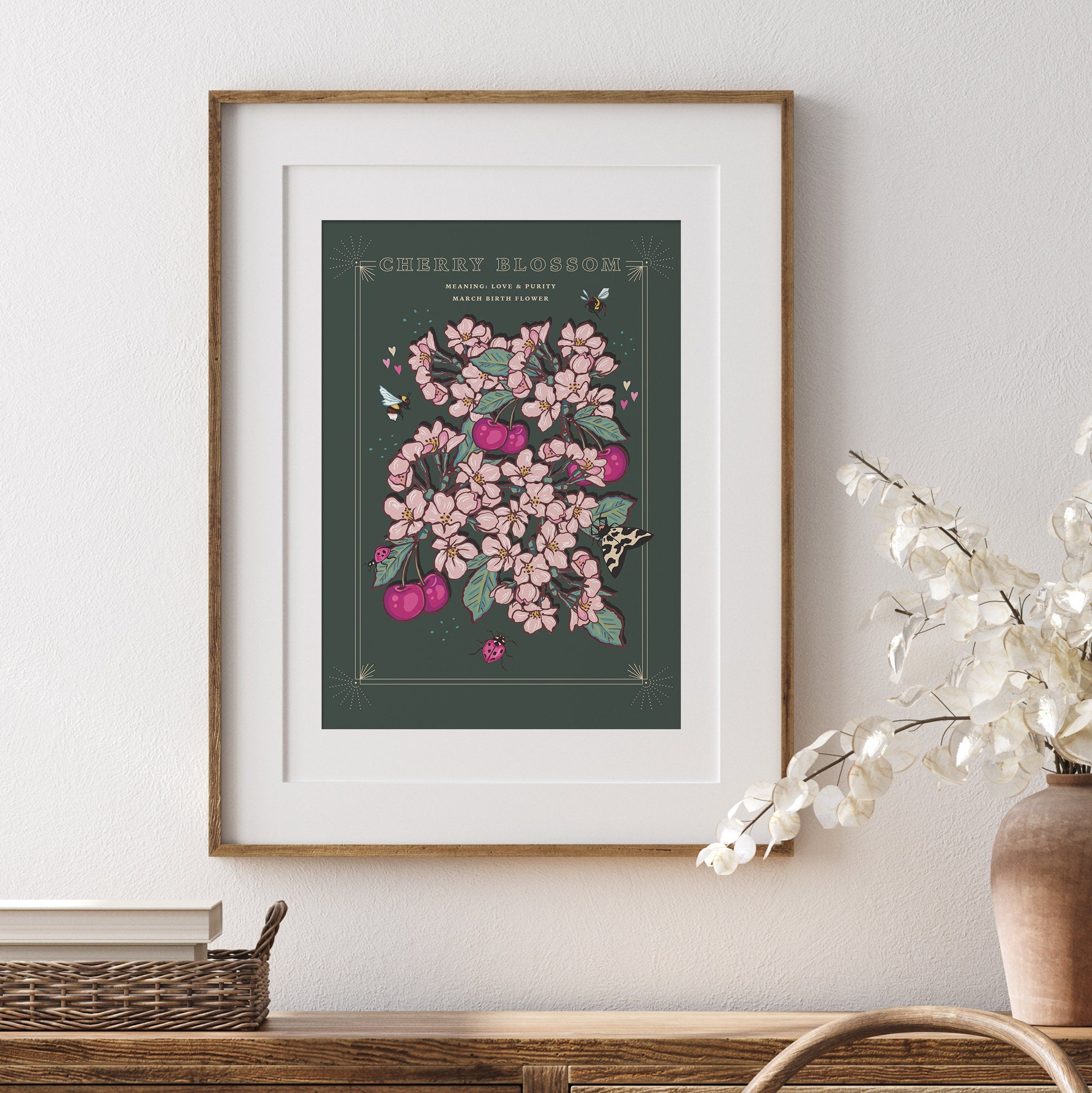 Cherry Blossom March Birth Flower Wall Art Print