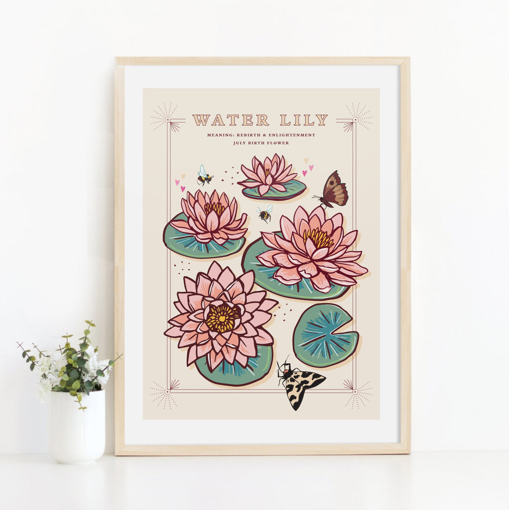 Water Lily July Birth Flower Wall Art Print