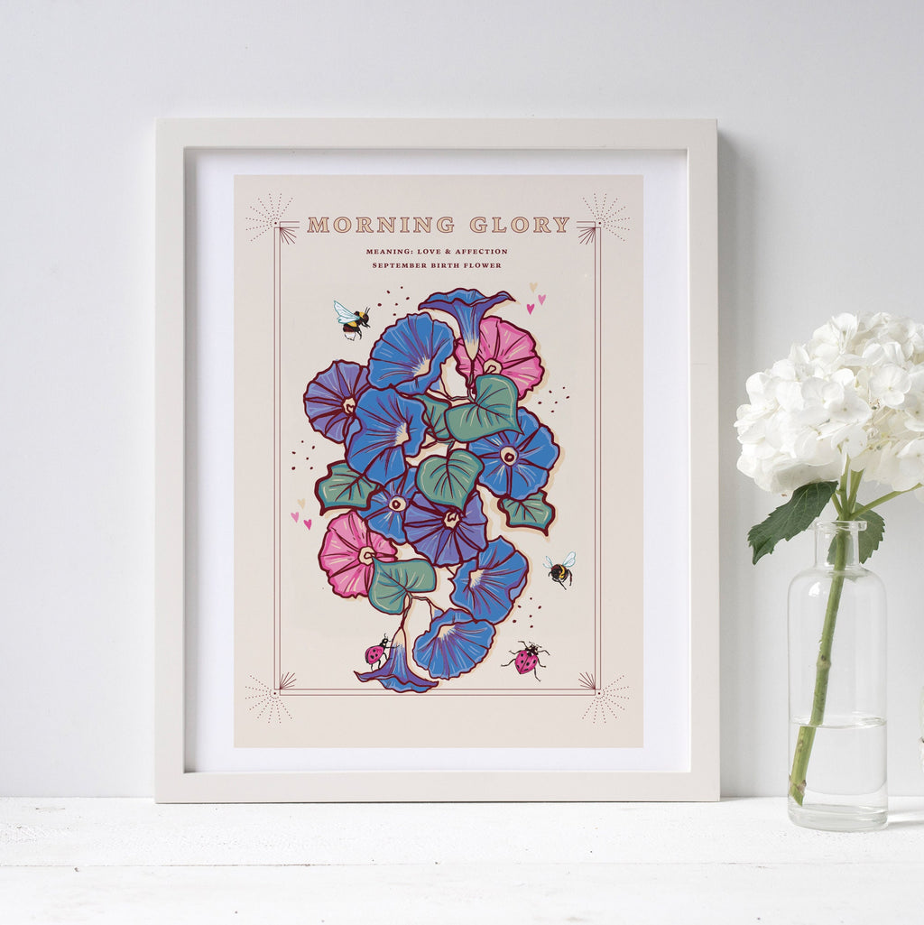 Morning Glory September Birth Flower Wall Art Print