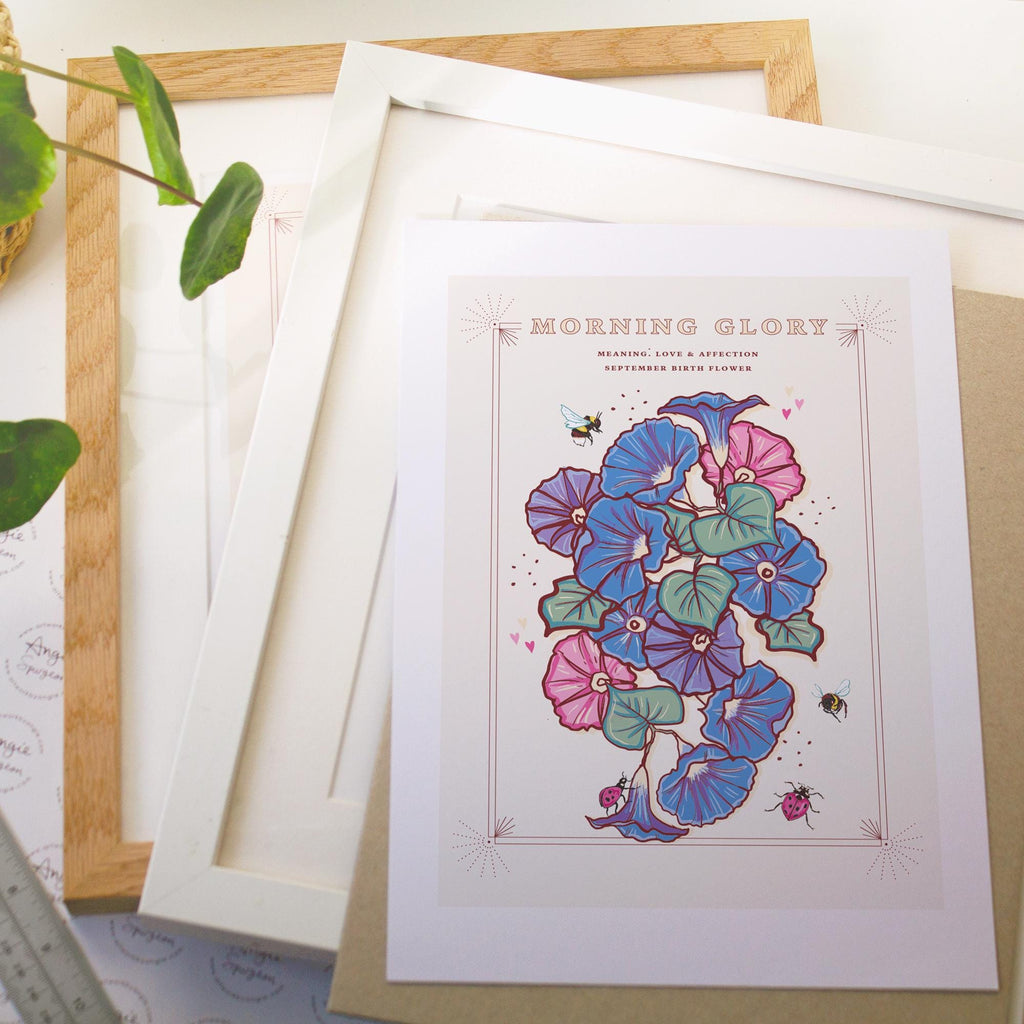 Morning Glory September Birth Flower Wall Art Print