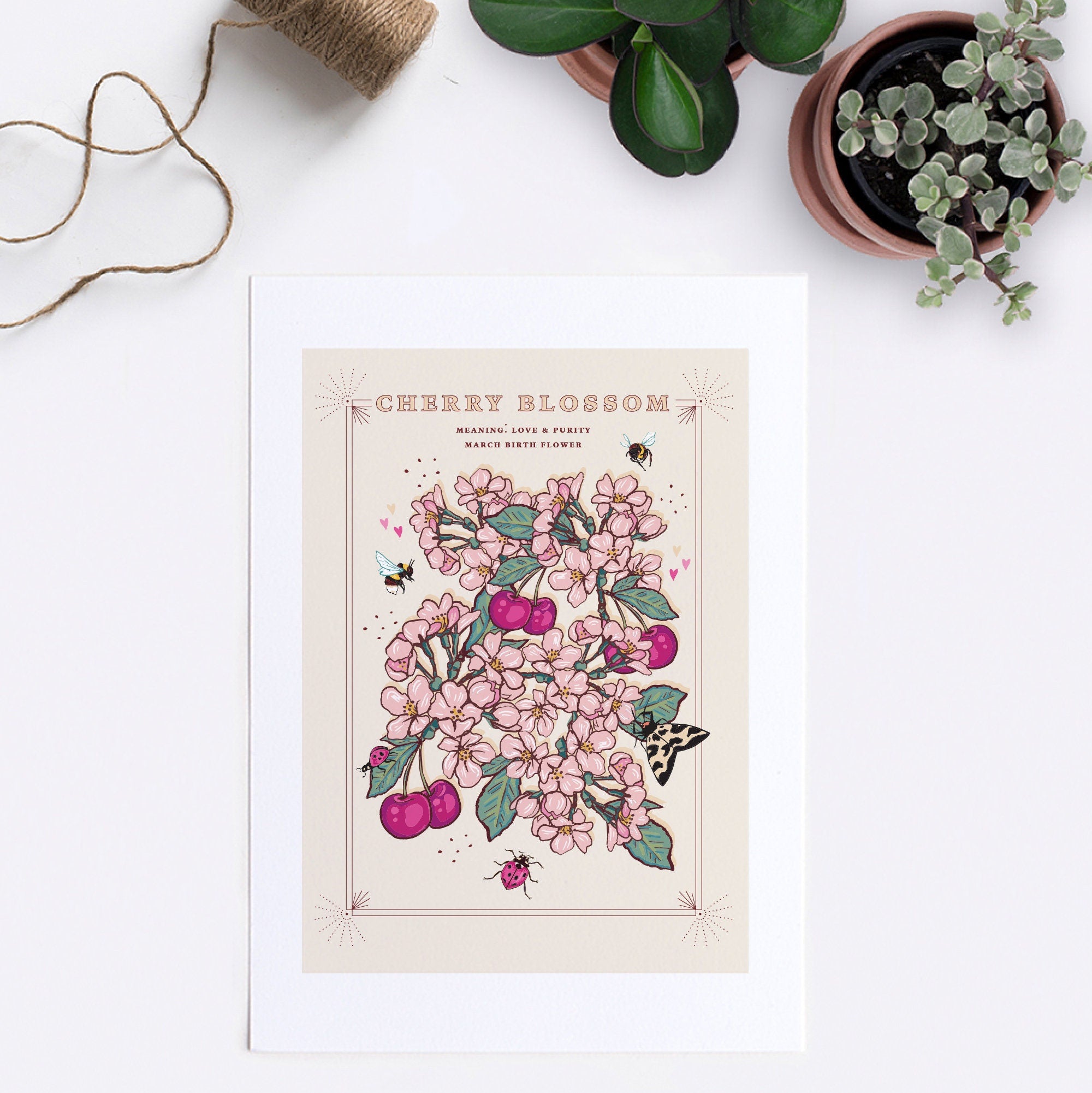 Cherry Blossom March Birth Flower Wall Art Print