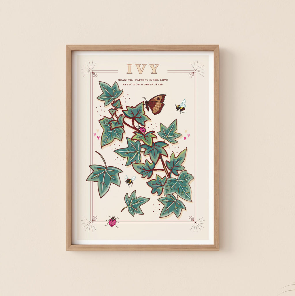 Ivy Wall Art Print, Vintage Cottage Style Illustration