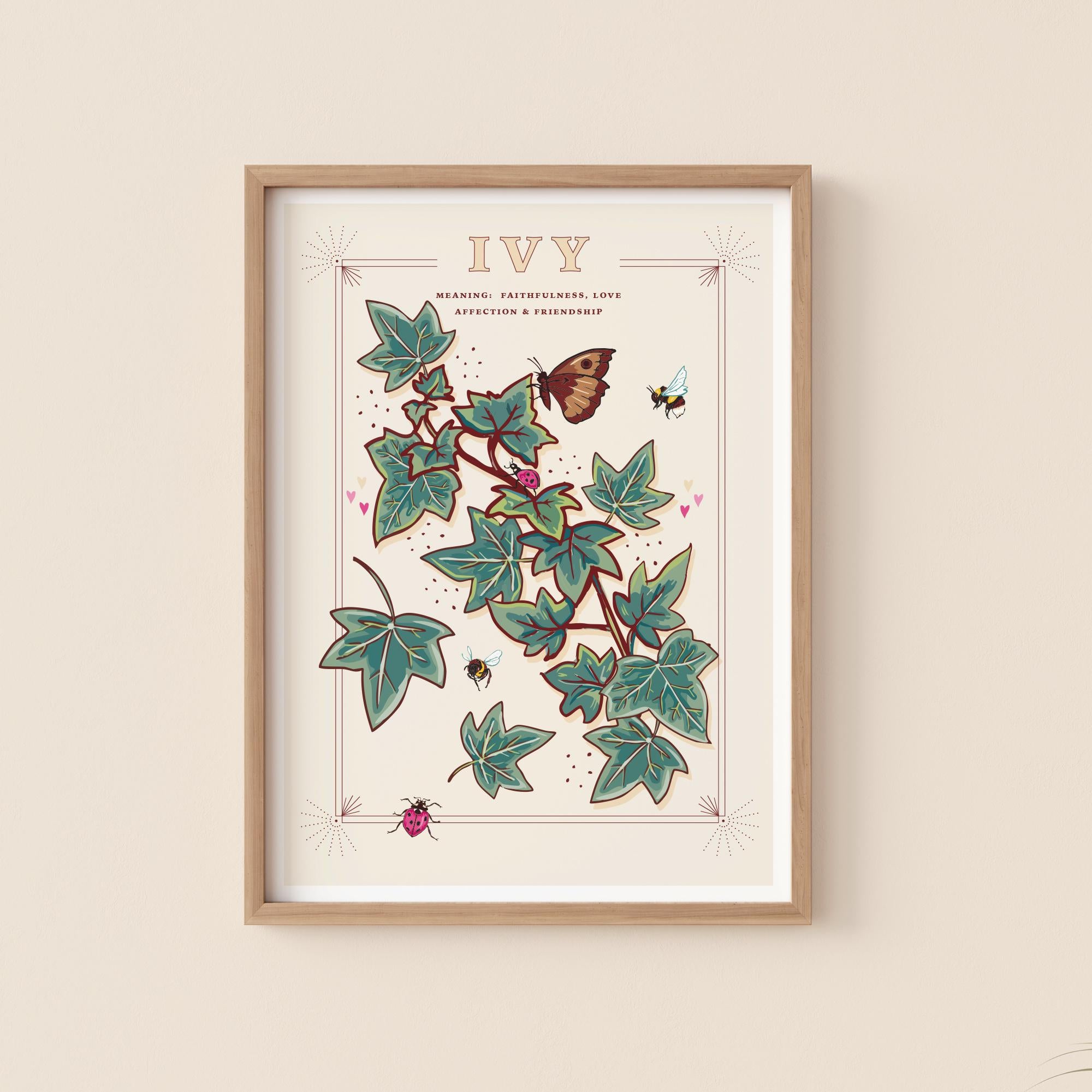 Ivy Wall Art Print, Vintage Cottage Style Illustration
