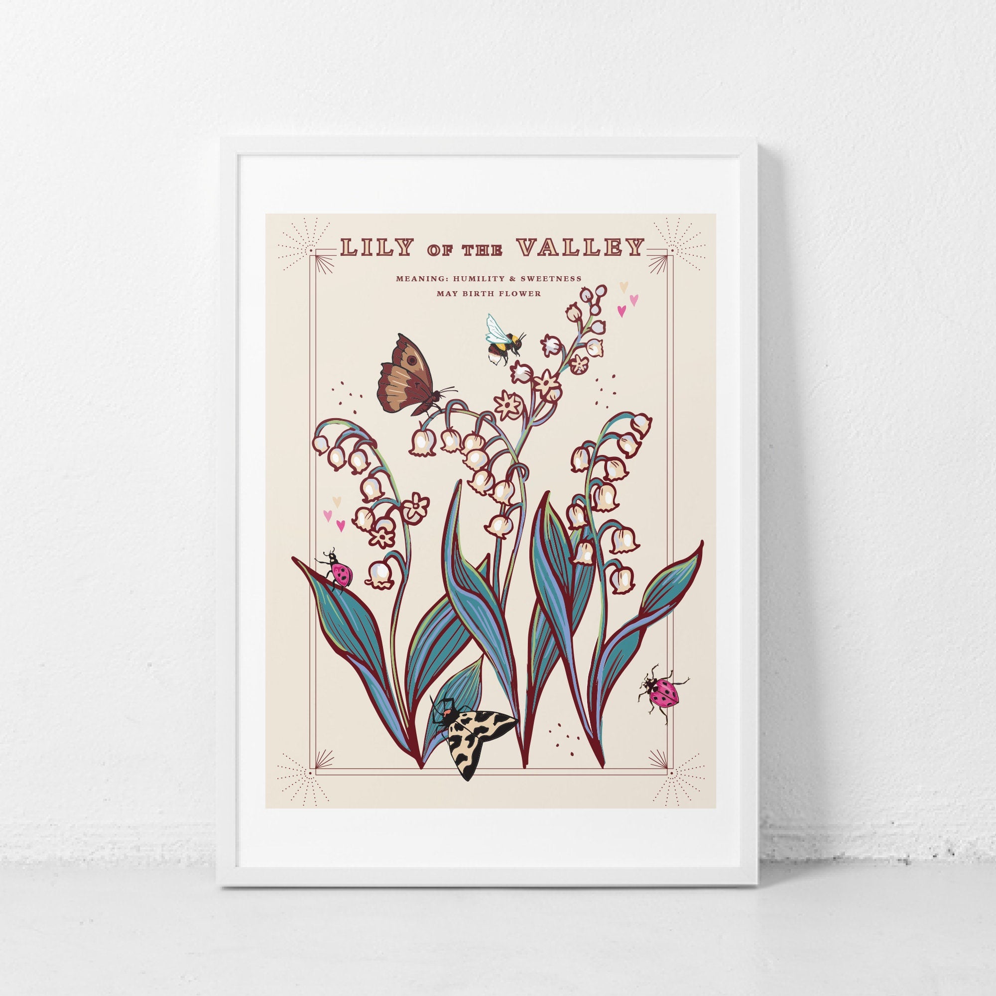 Lily of the Valley May Birth Flower Wall Art Print