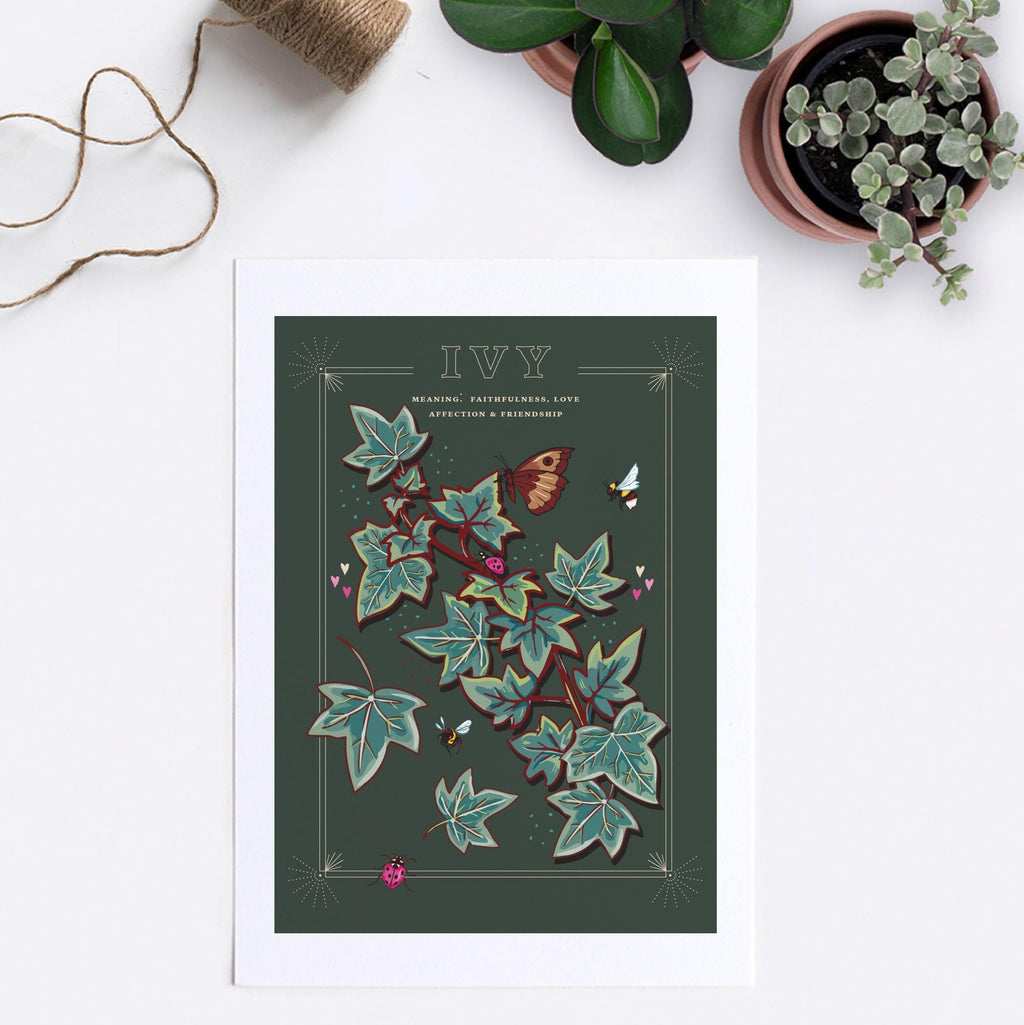 Ivy Wall Art Print, Vintage Cottage Style Illustration