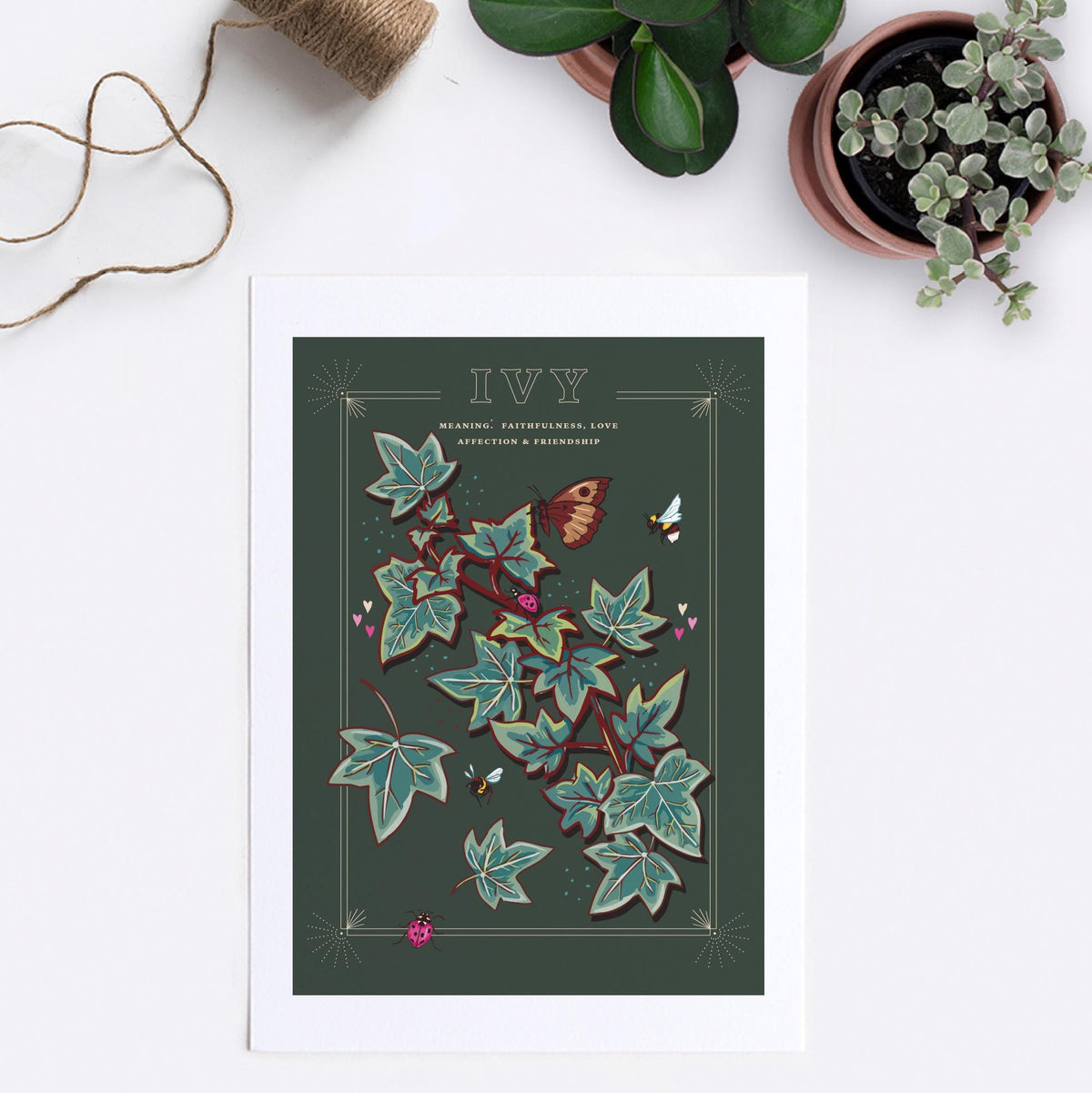Ivy Wall Art Print, Vintage Cottage Style Illustration