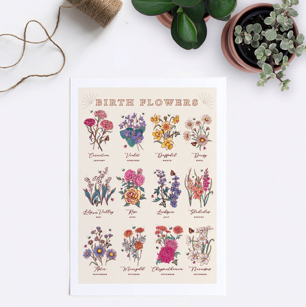 Birth Flowers Wall Art Print