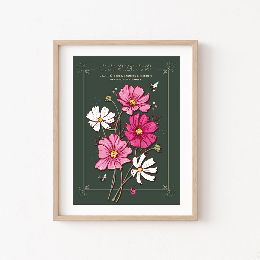 Cosmos October Birth Flower Wall Art Print