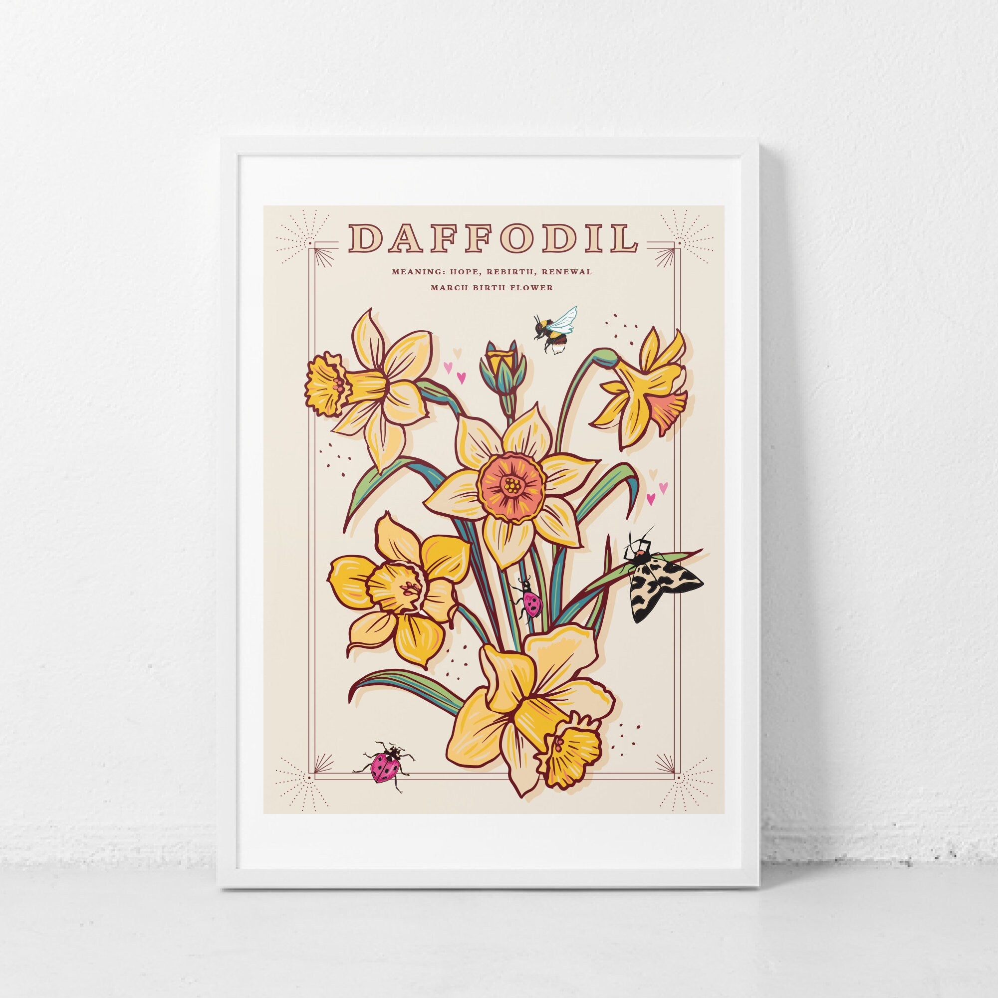 Daffodils March Birth Flower Wall Art Print