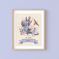 L- Personalised Letter L Print, Initial L Wall Art, Nature Guide Monogram Illustration