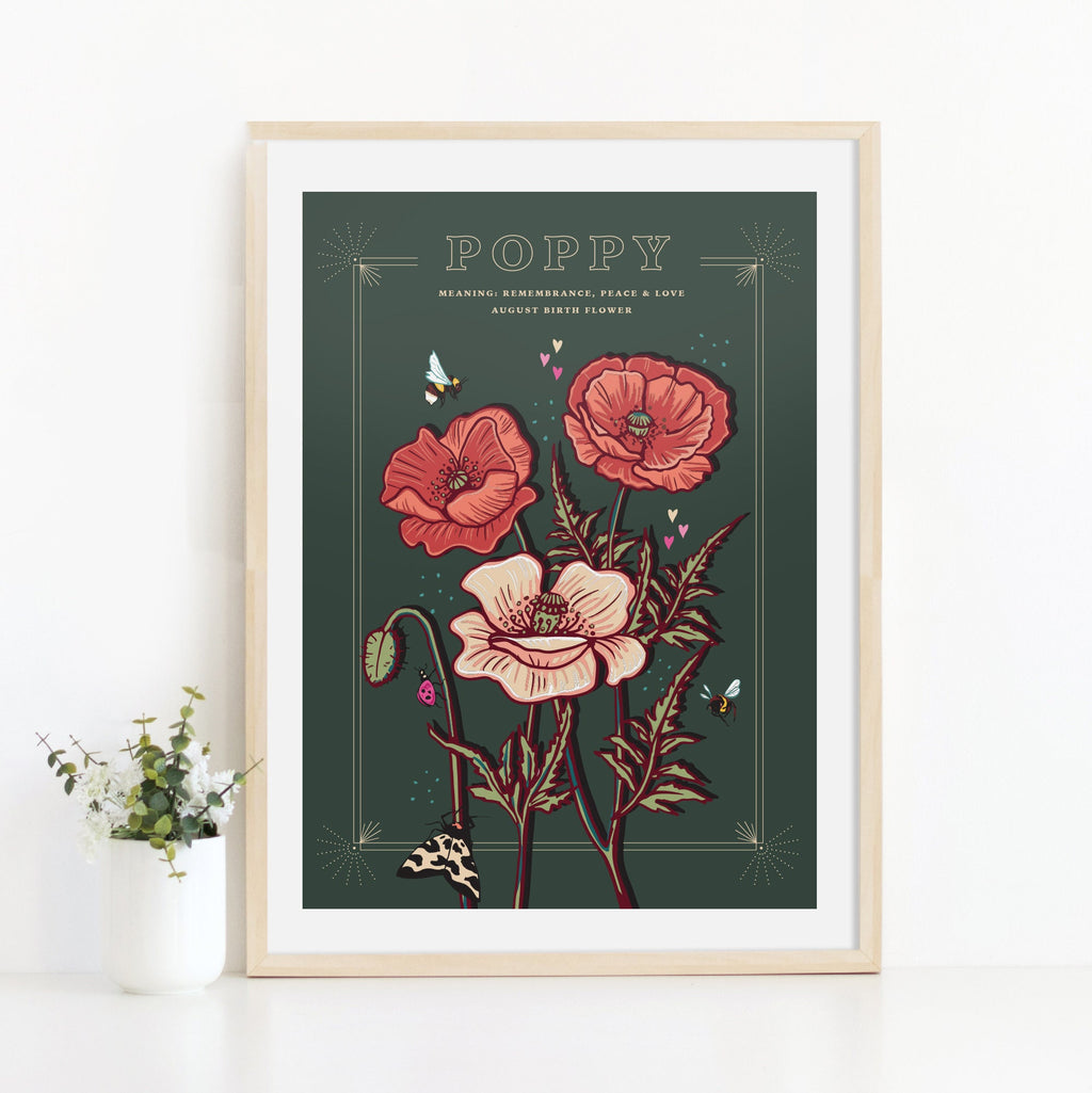 Poppy August Birth Flower Wall Art Print