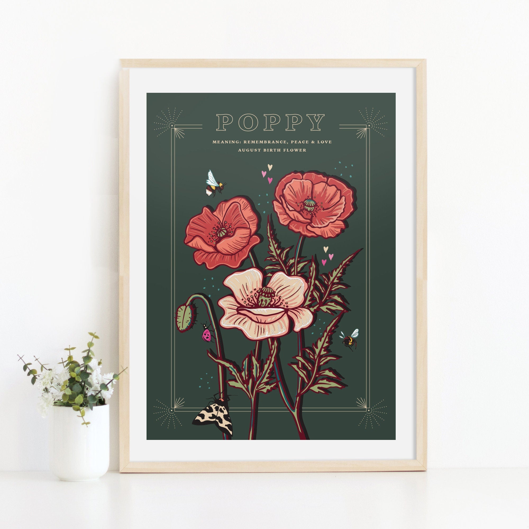 Poppy August Birth Flower Wall Art Print