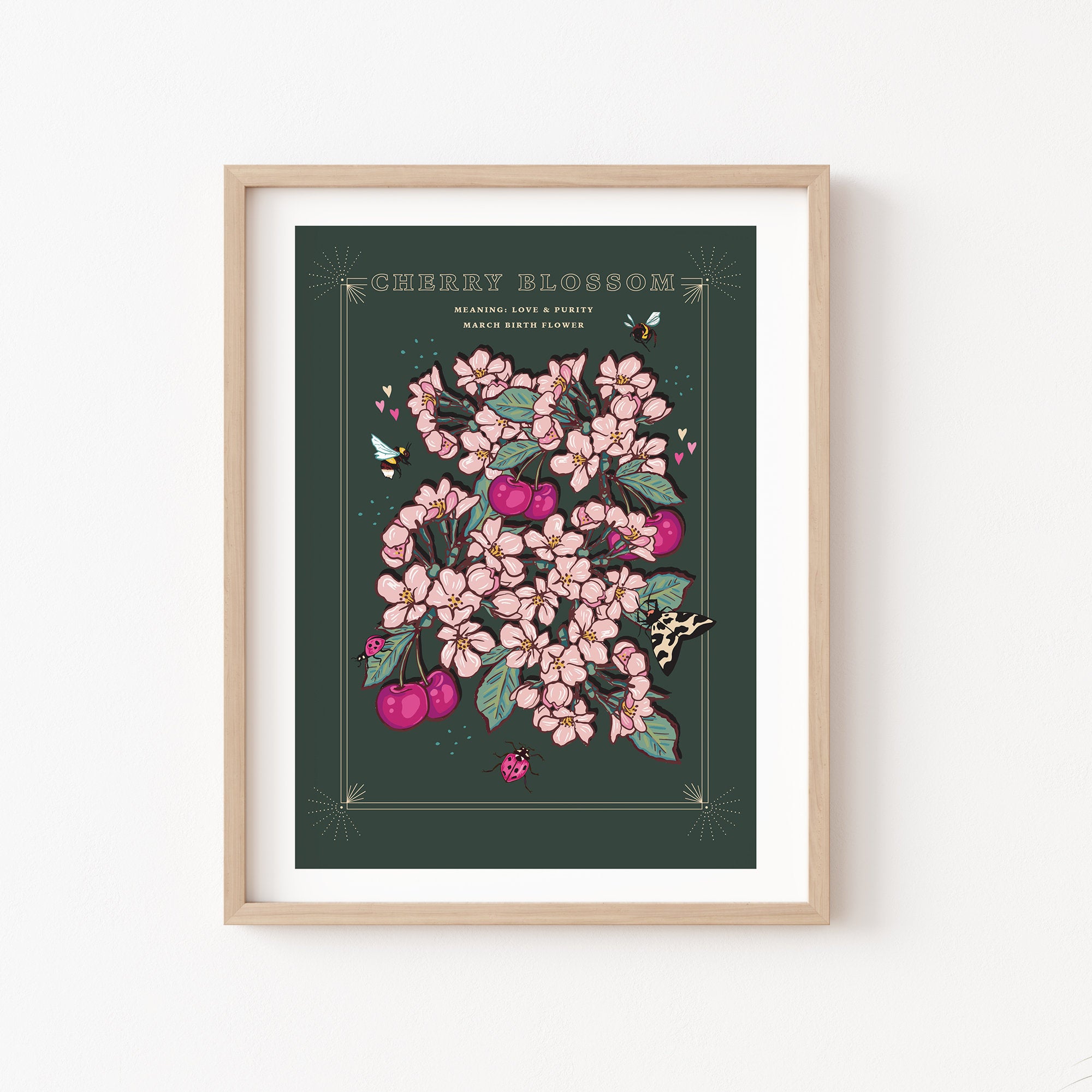 Cherry Blossom March Birth Flower Wall Art Print