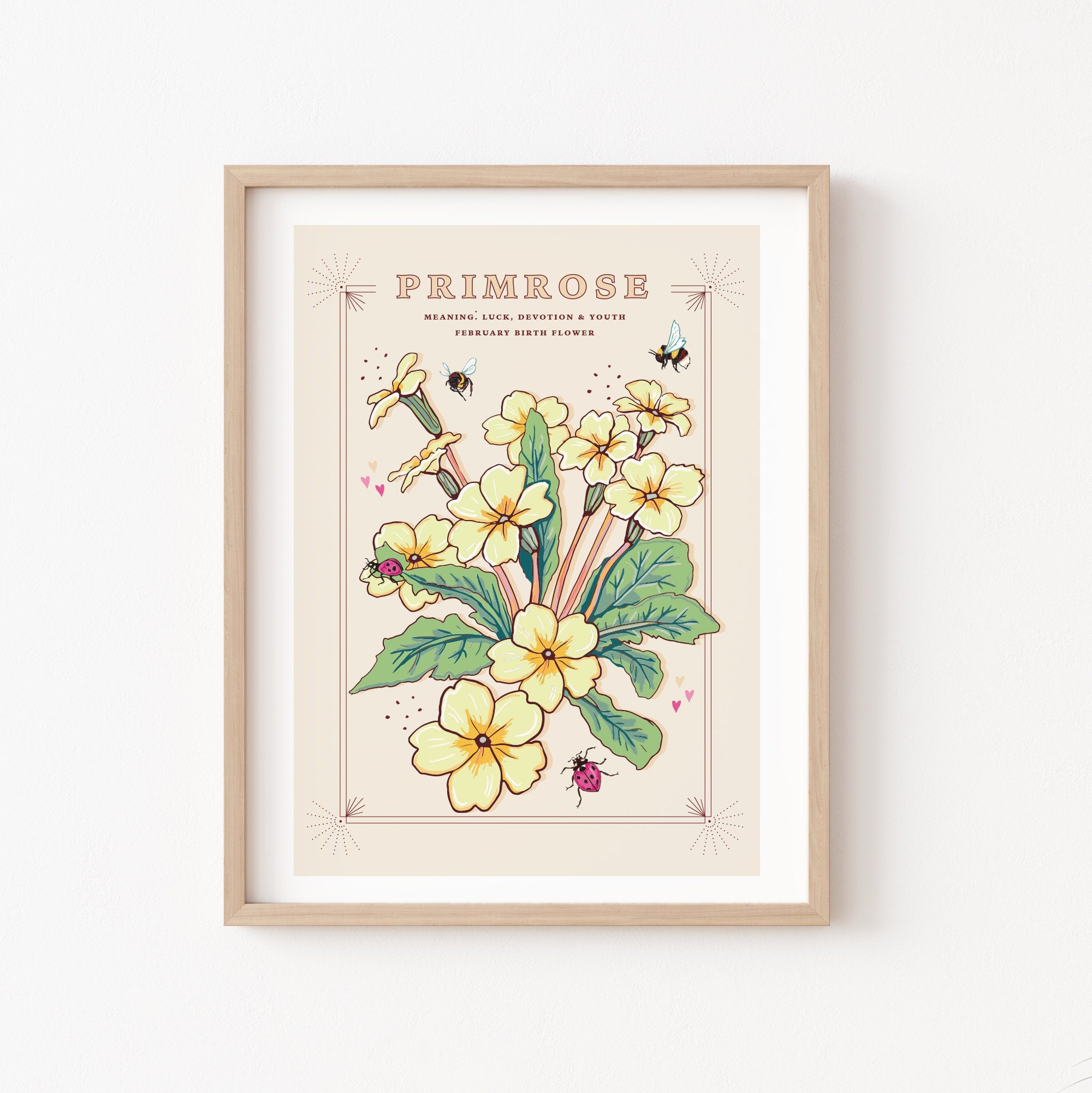 Primrose February Birth Flower Wall Art Print