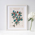 Holly Berries December Birth Month Wall Art Print
