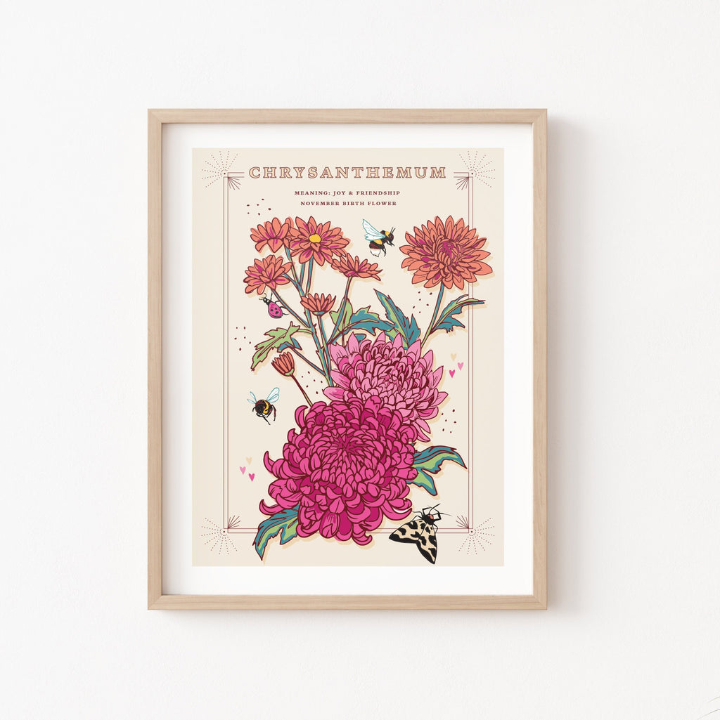 Chrysanthemum November Birth Flower Wall Art Print