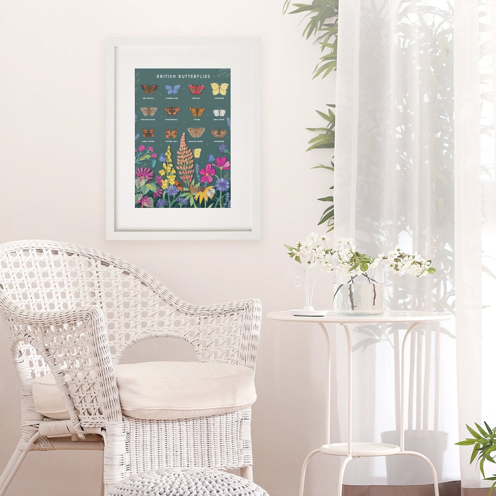 British Butterflies Nature Guide Wall Art Print