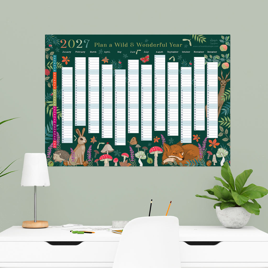 2027 Wall Planner Woodland Wildlife Year to View