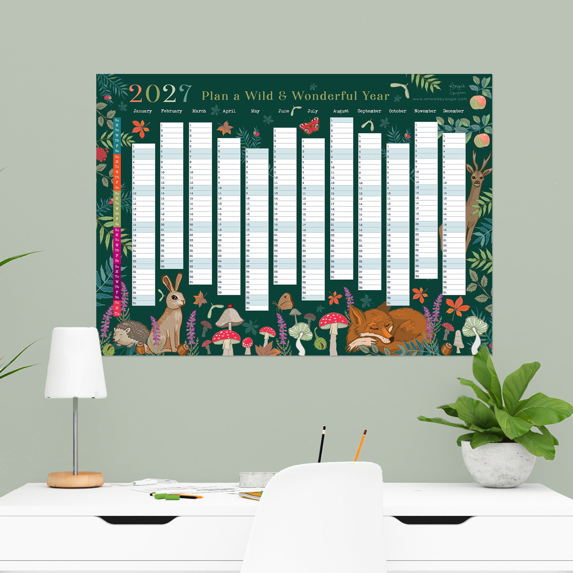 2027 Wall Planner Woodland Wildlife Year to View