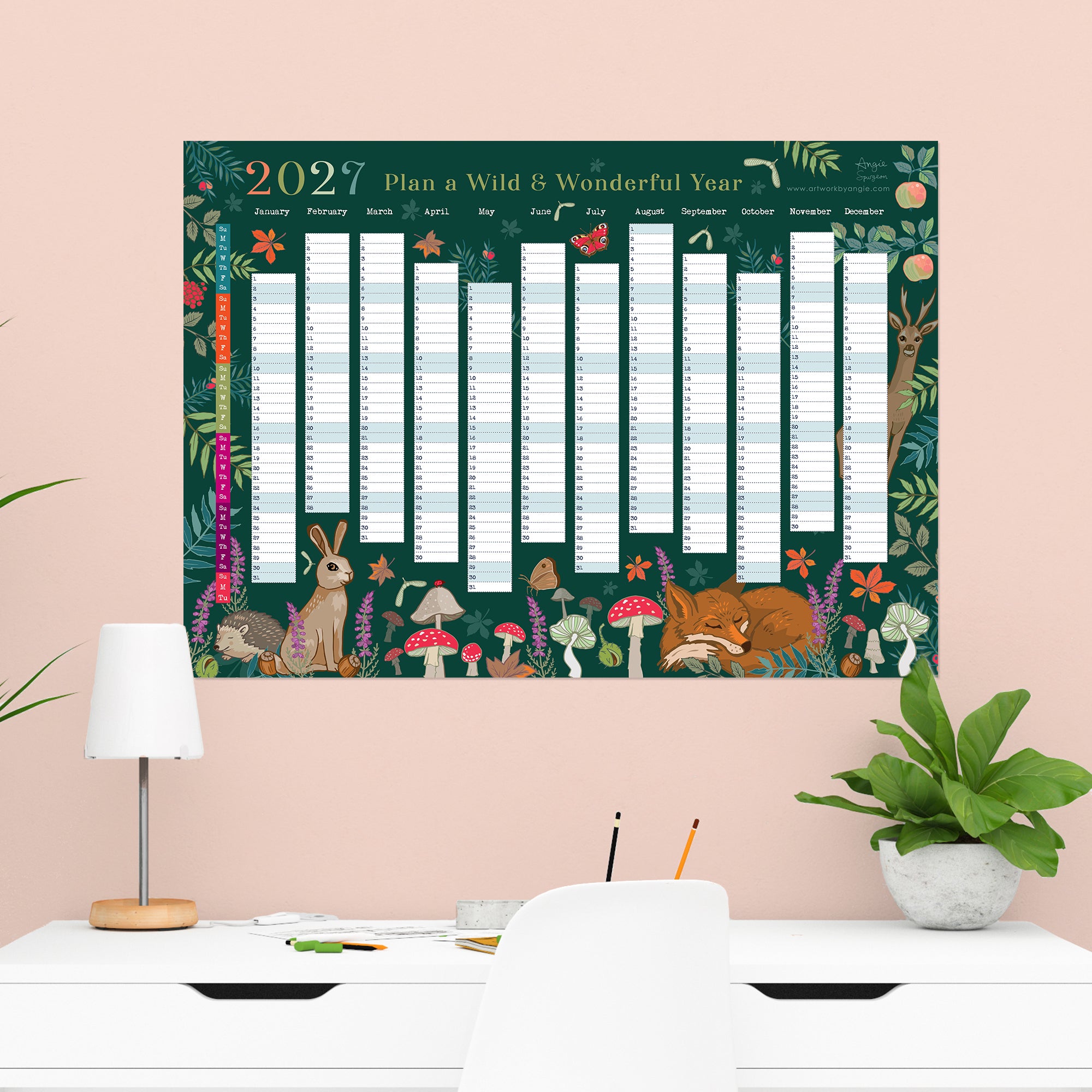 2027 Wall Planner Woodland Wildlife Year to View