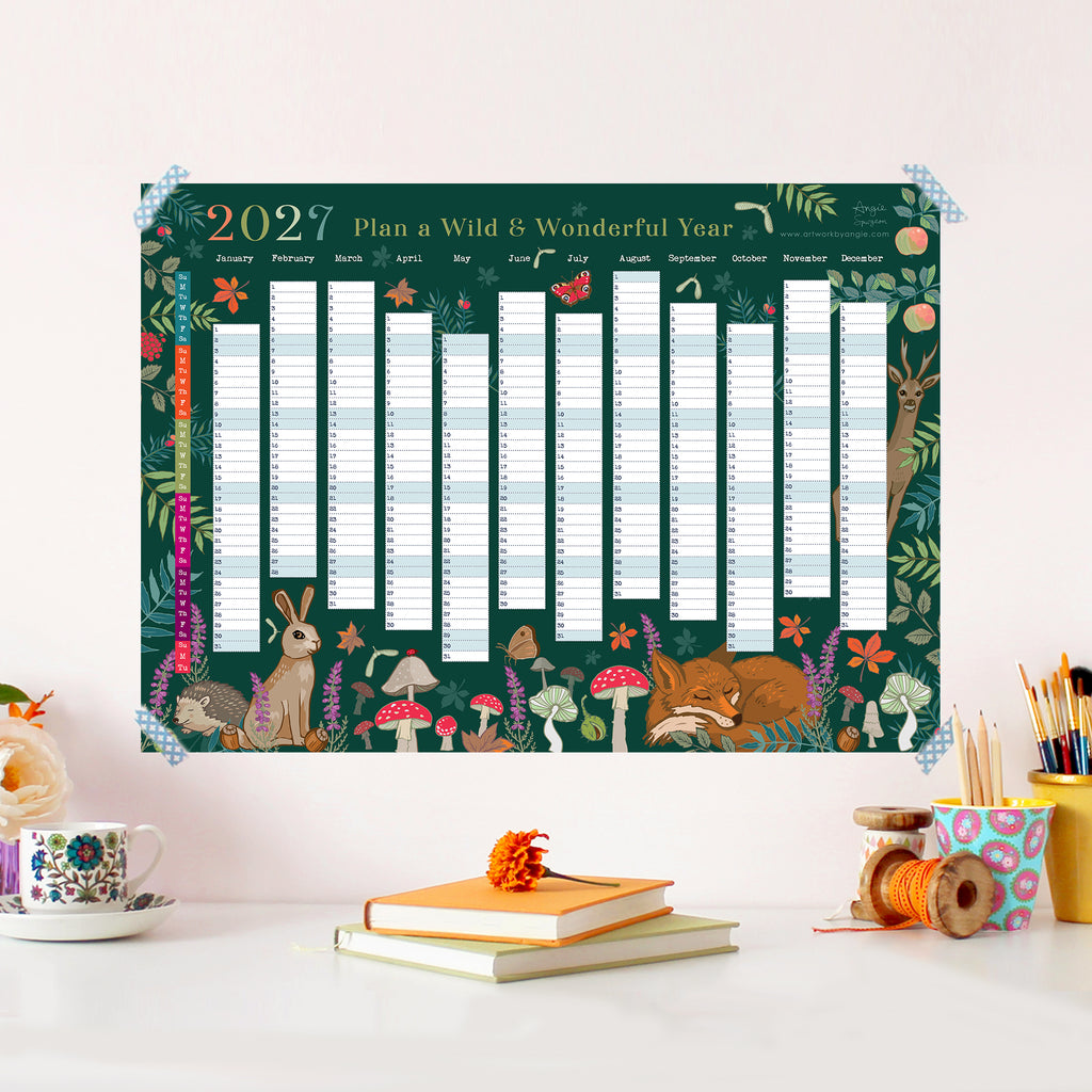 2027 Wall Planner Woodland Wildlife Year to View