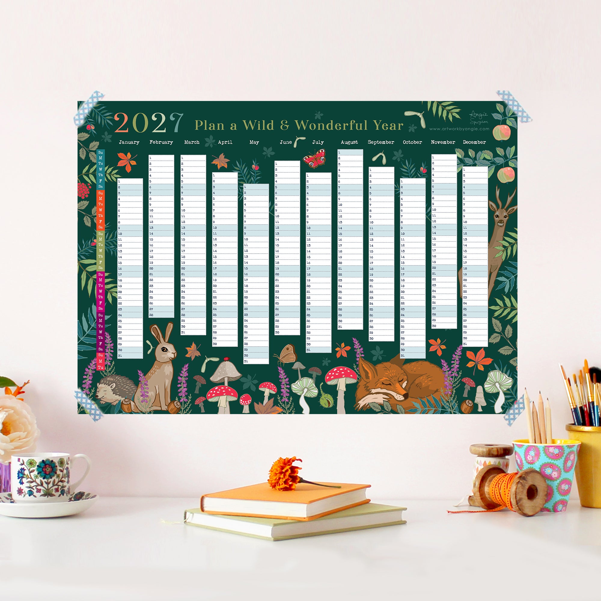 2027 Wall Planner Woodland Wildlife Year to View
