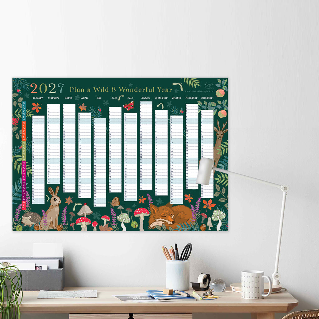 2027 Wall Planner Woodland Wildlife Year to View
