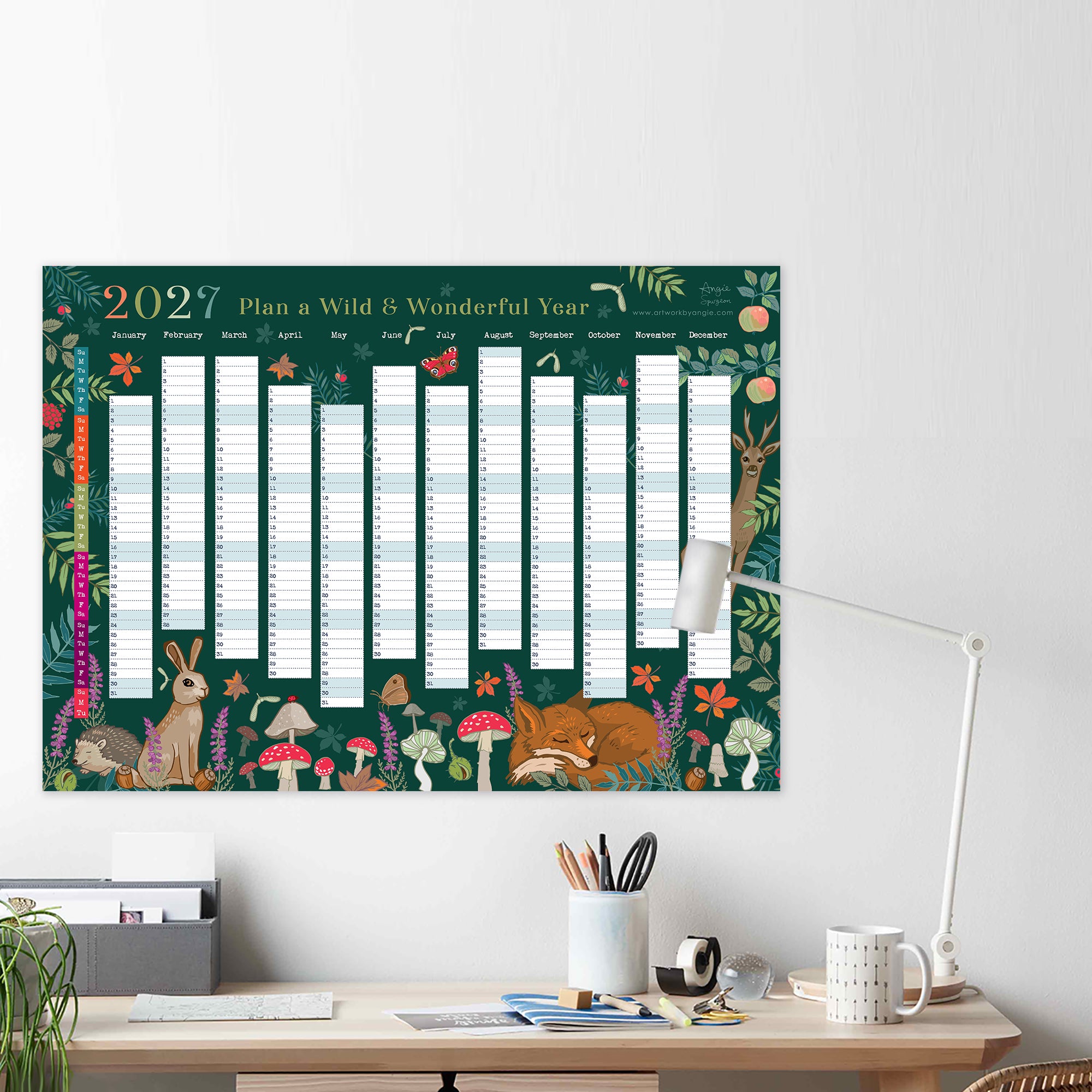 2027 Wall Planner Woodland Wildlife Year to View