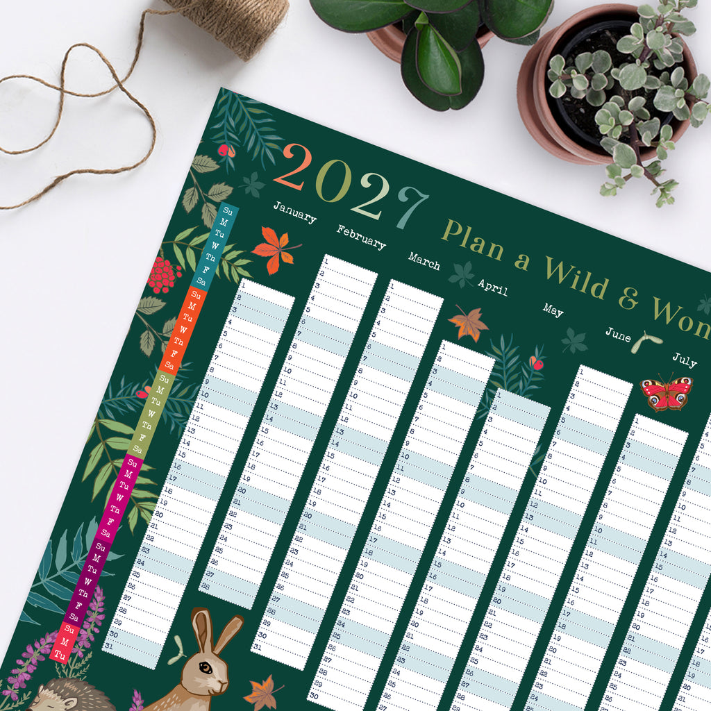 2027 Wall Planner Woodland Wildlife Year to View