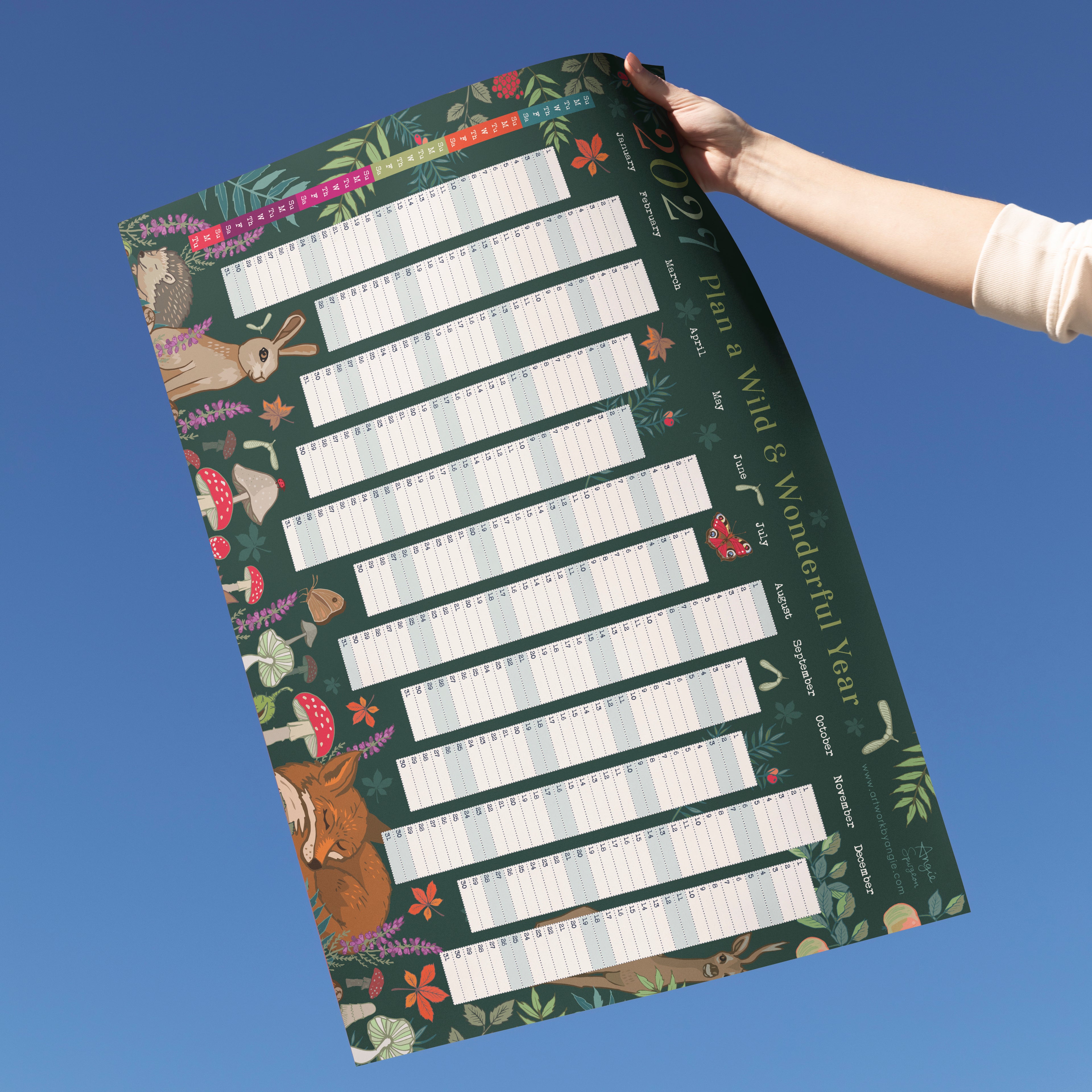 2027 Wall Planner Woodland Wildlife Year to View