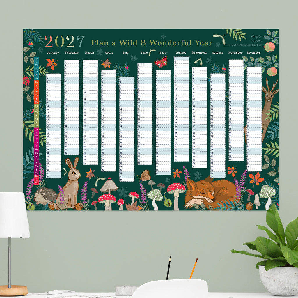 2027 Wall Planner Woodland Wildlife Year to View