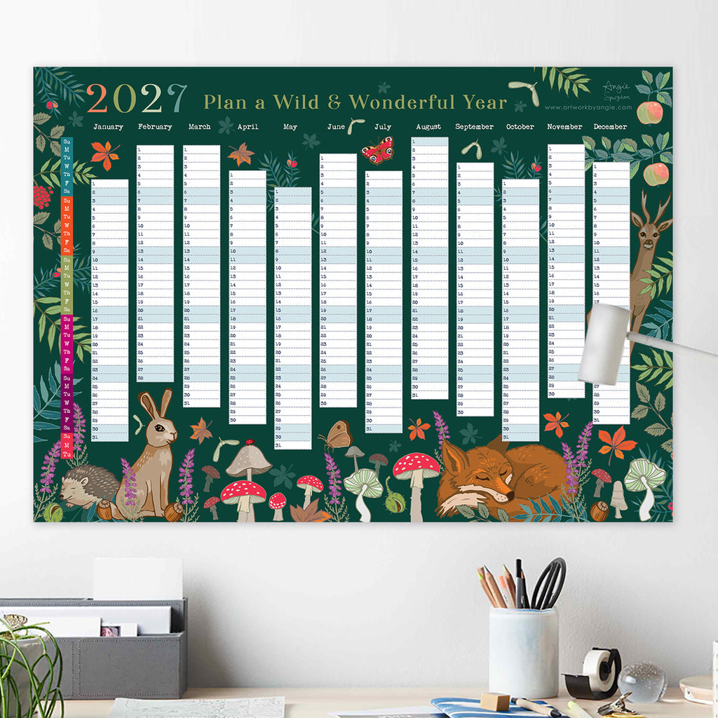 2027 Wall Planner Woodland Wildlife Year to View