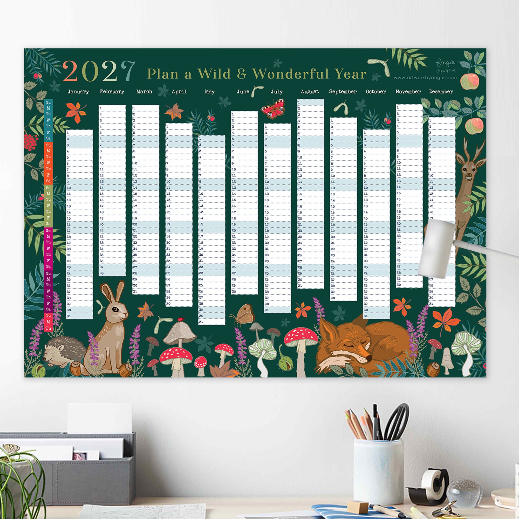 2027 Wall Planner Woodland Wildlife Year to View