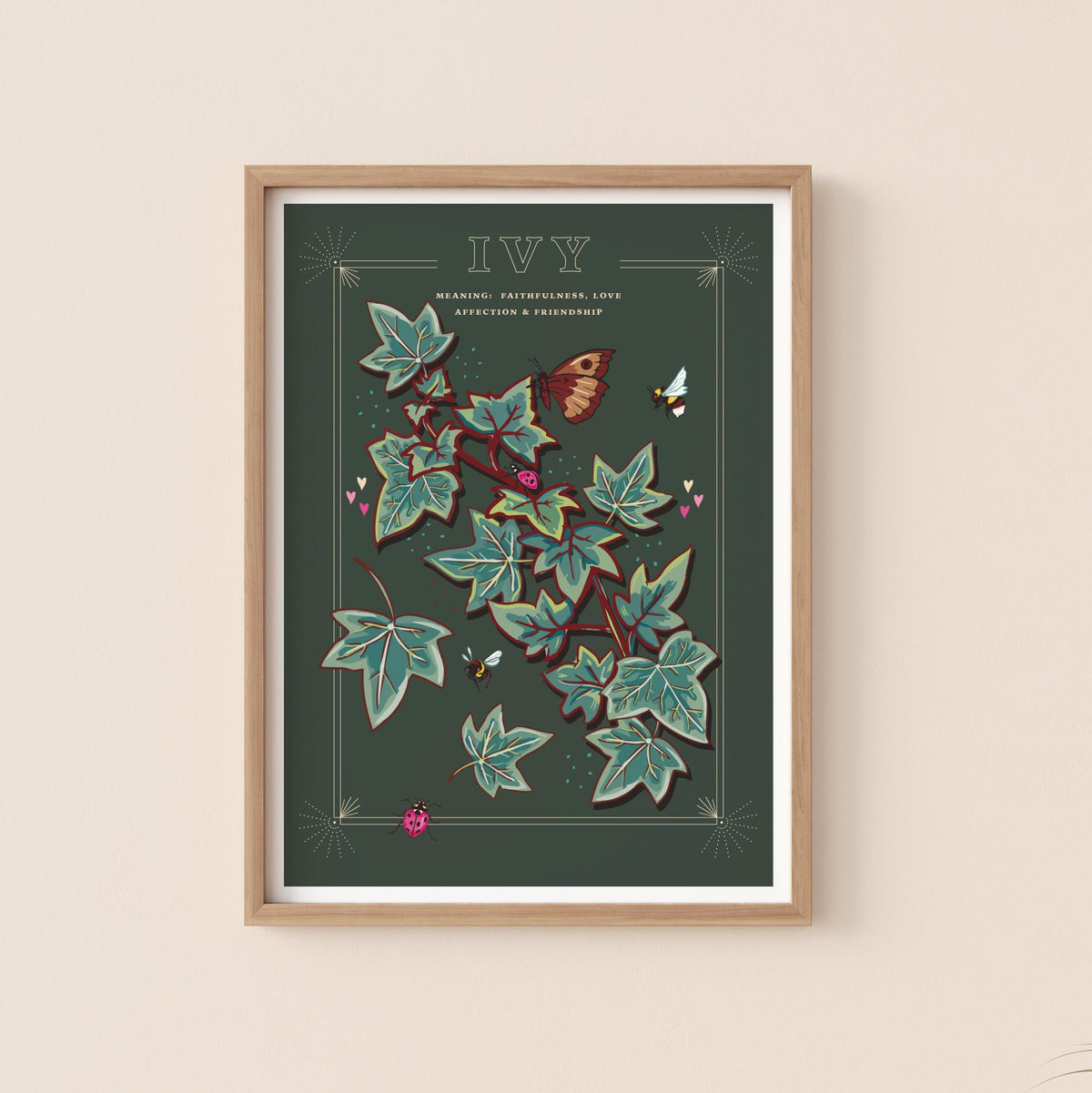 Ivy Wall Art Print, Vintage Cottage Style Illustration