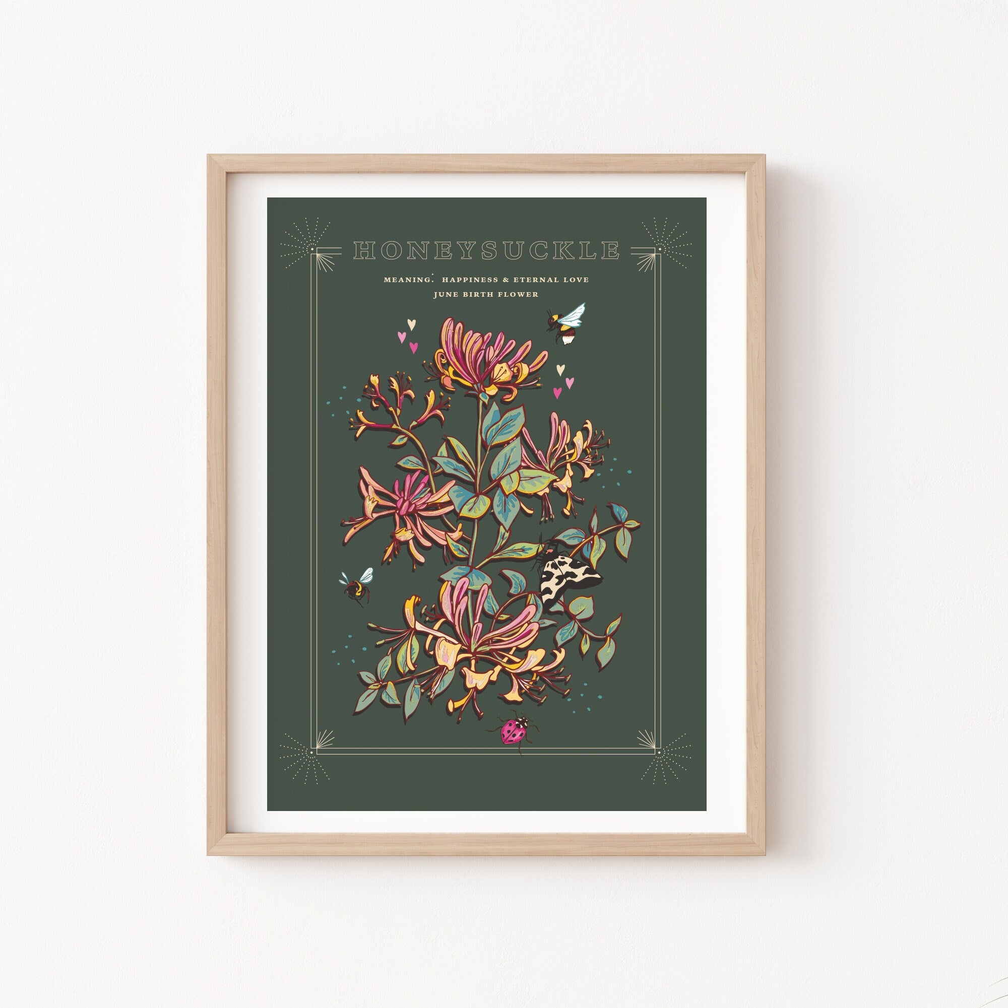 Honeysuckle June Birth Flower Wall Art Print
