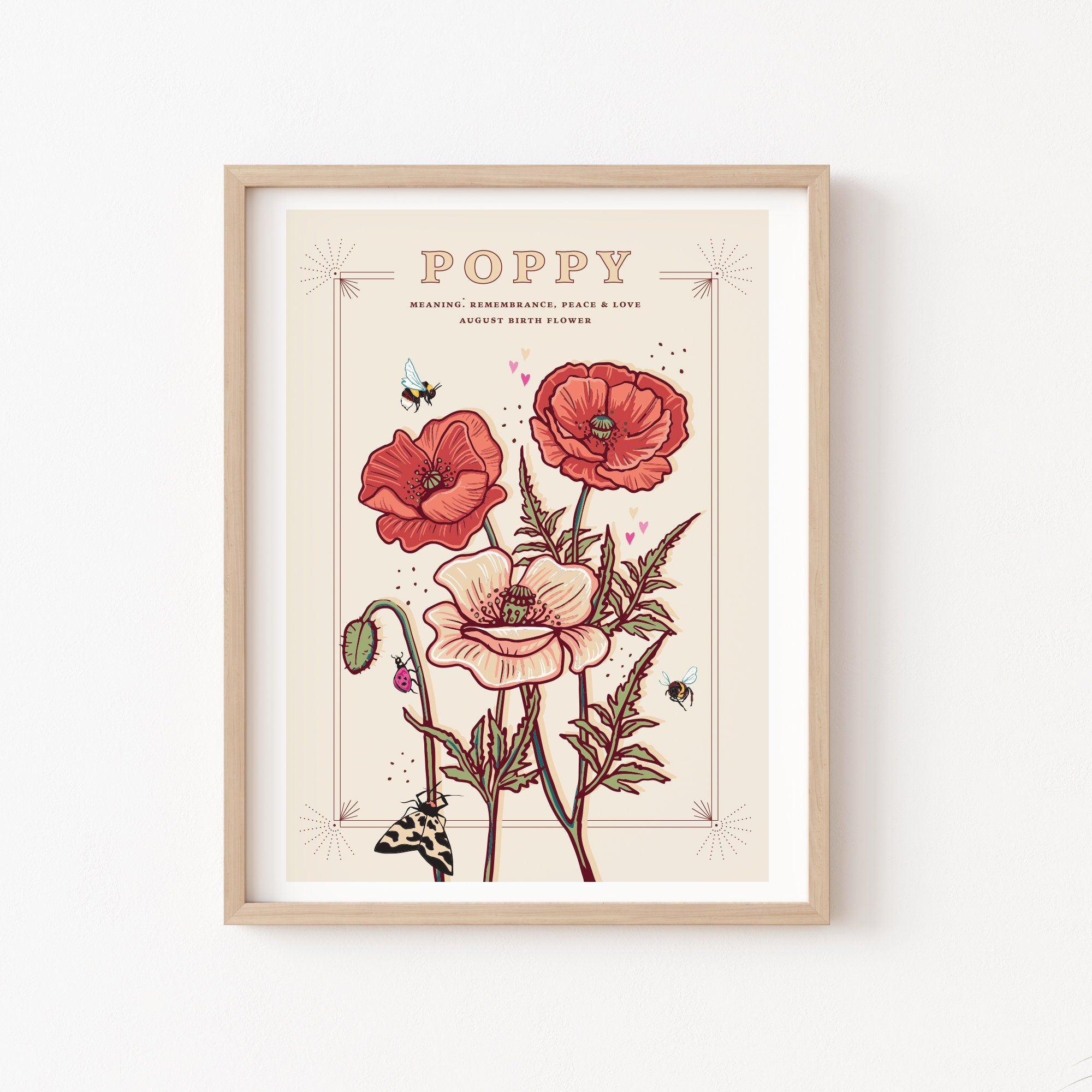 Poppy August Birth Flower Wall Art Print