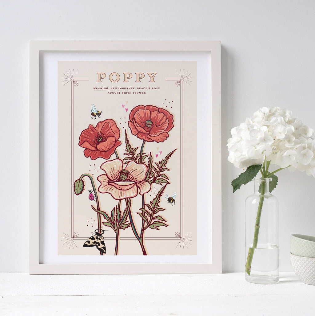 Poppy August Birth Flower Wall Art Print