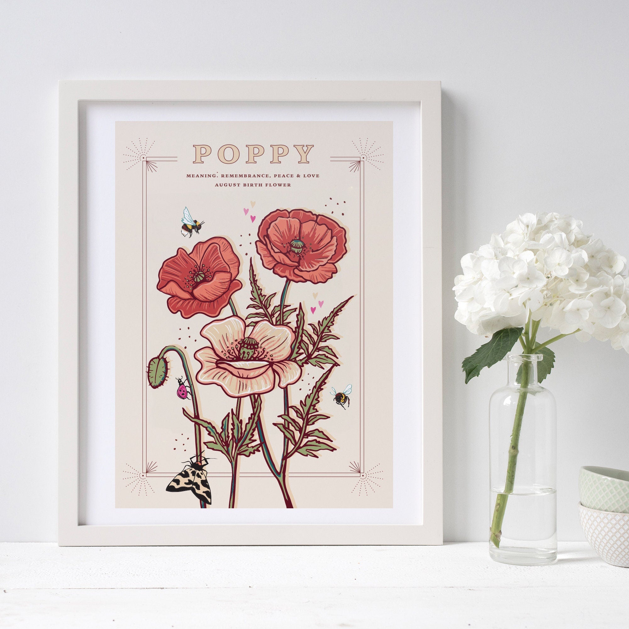 Poppy August Birth Flower Wall Art Print