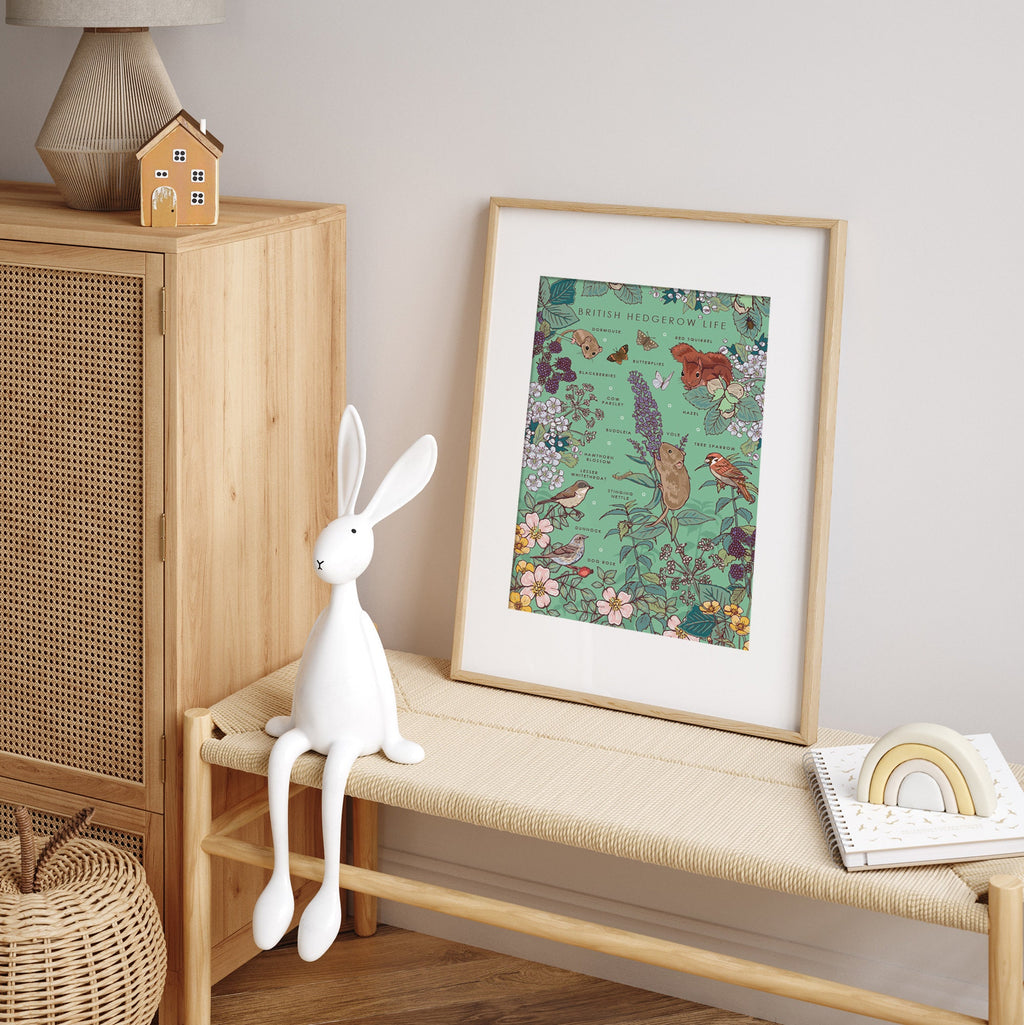 British Hedgerow Life Nature Guide Wall Art Print