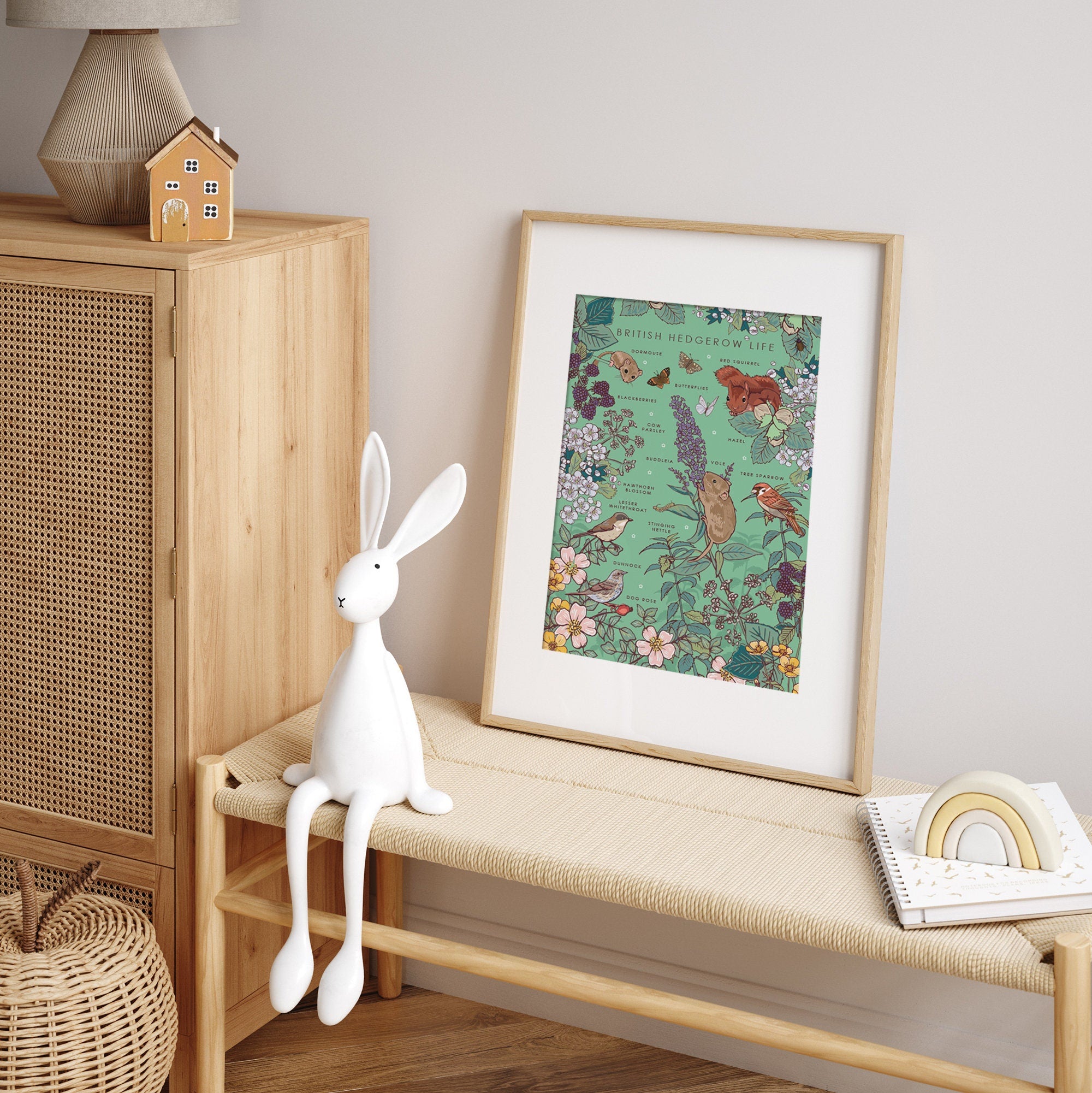 British Hedgerow Life Nature Guide Wall Art Print