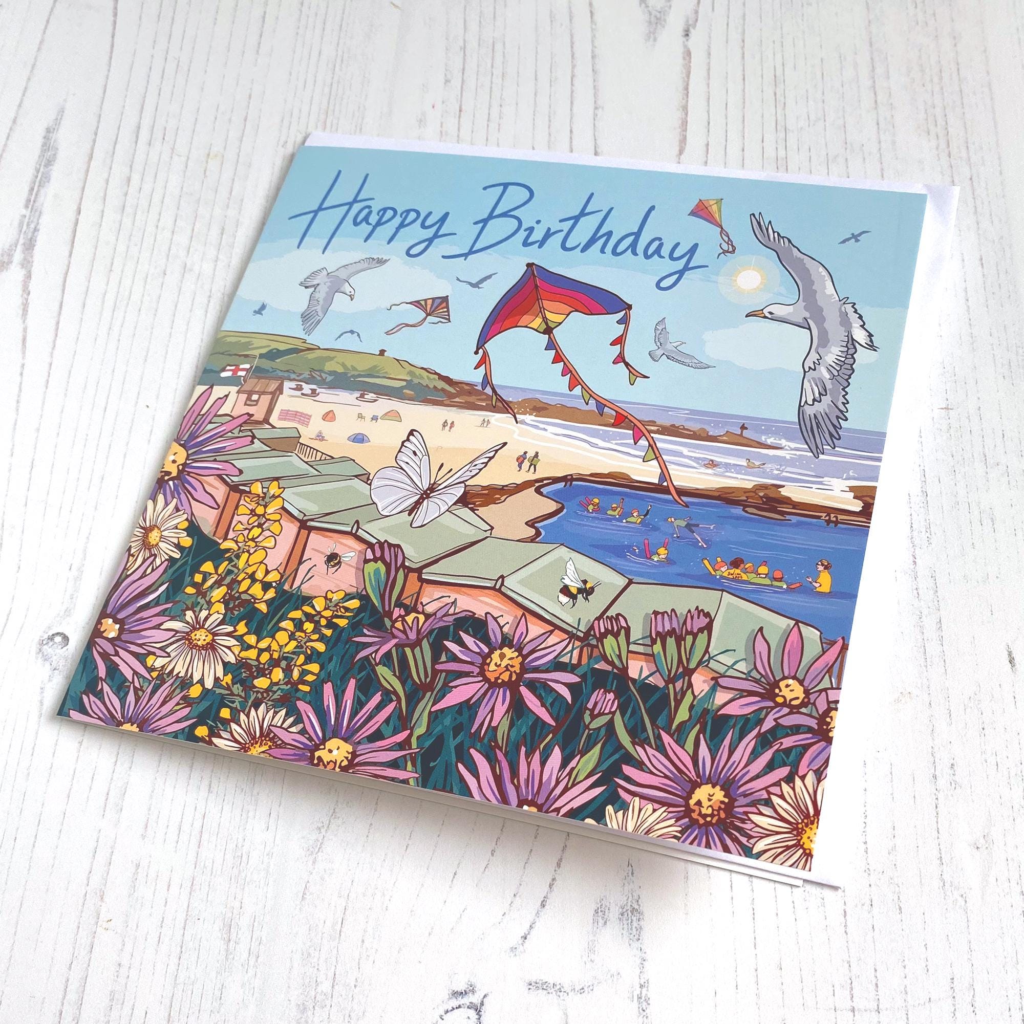 Coastal Birthday Card Set of 3 British Seaside Designs