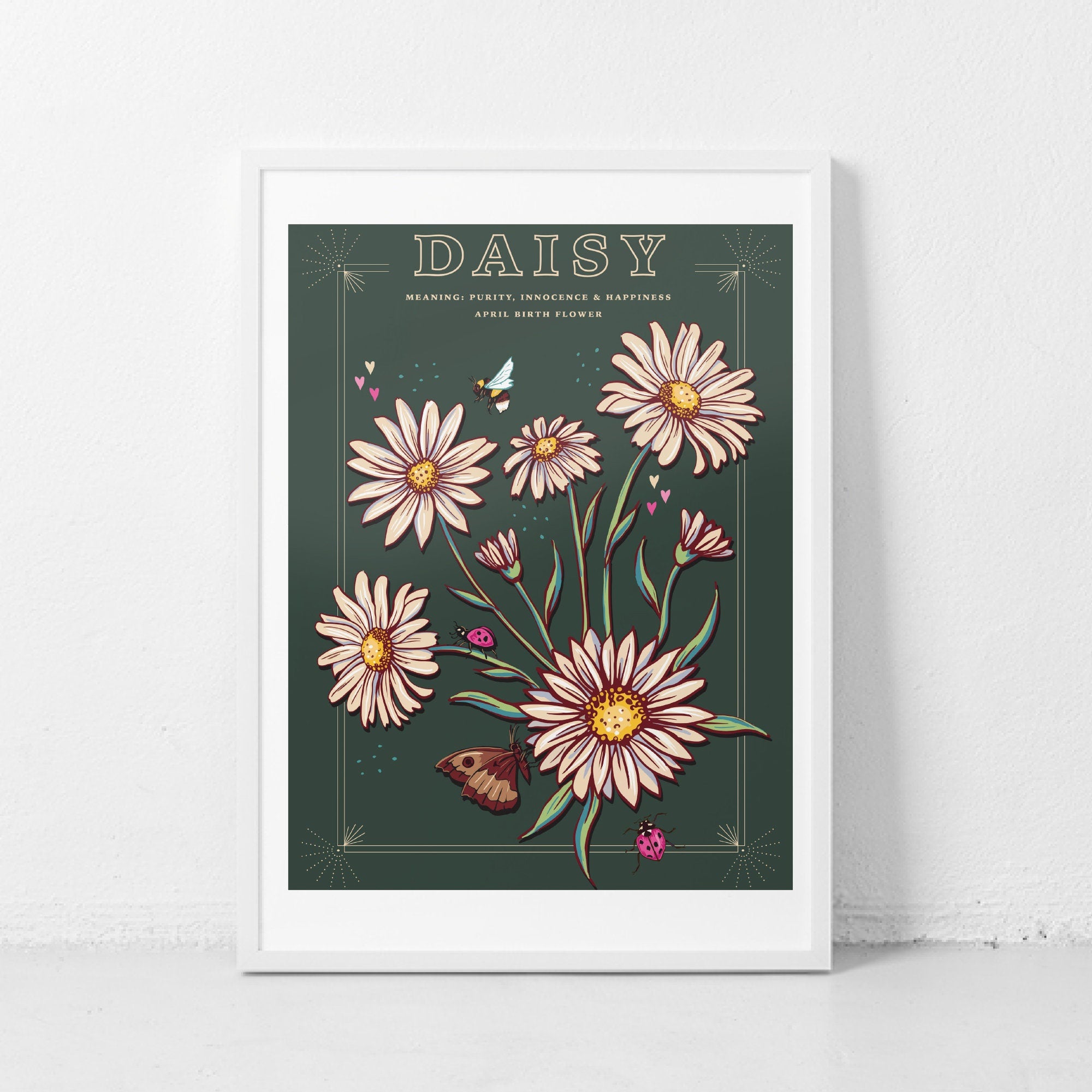 Daisy April Birth Flower Wall Art Print