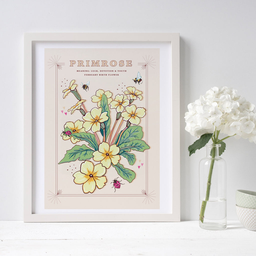 Primrose February Birth Flower Wall Art Print