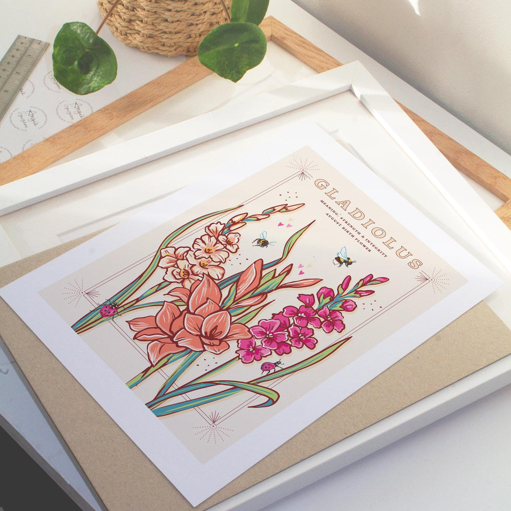 Gladiolus August Birth Flower Wall Art Print