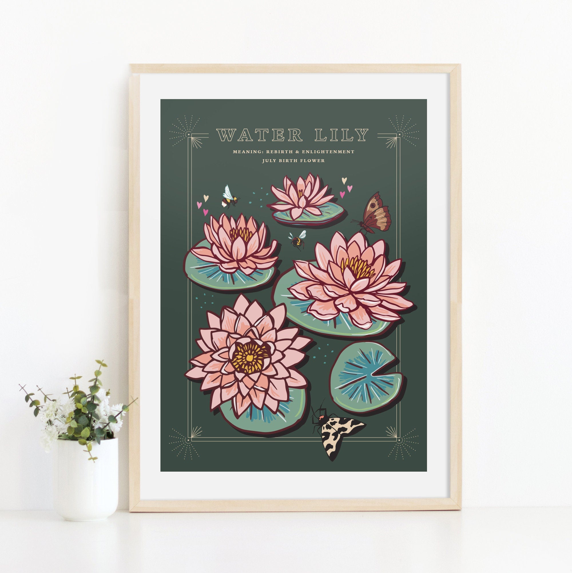 Water Lily July Birth Flower Wall Art Print