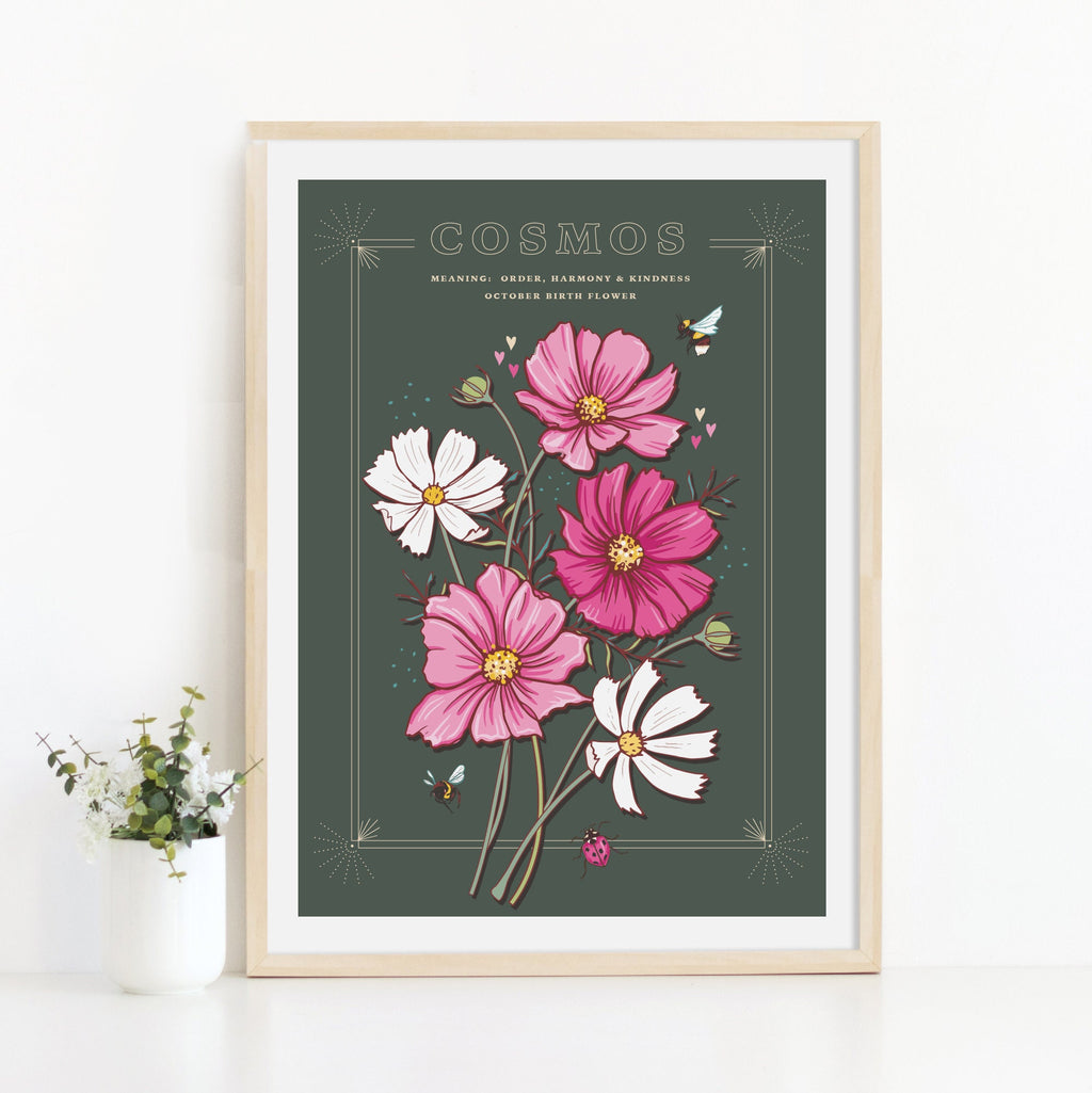 Cosmos October Birth Flower Wall Art Print