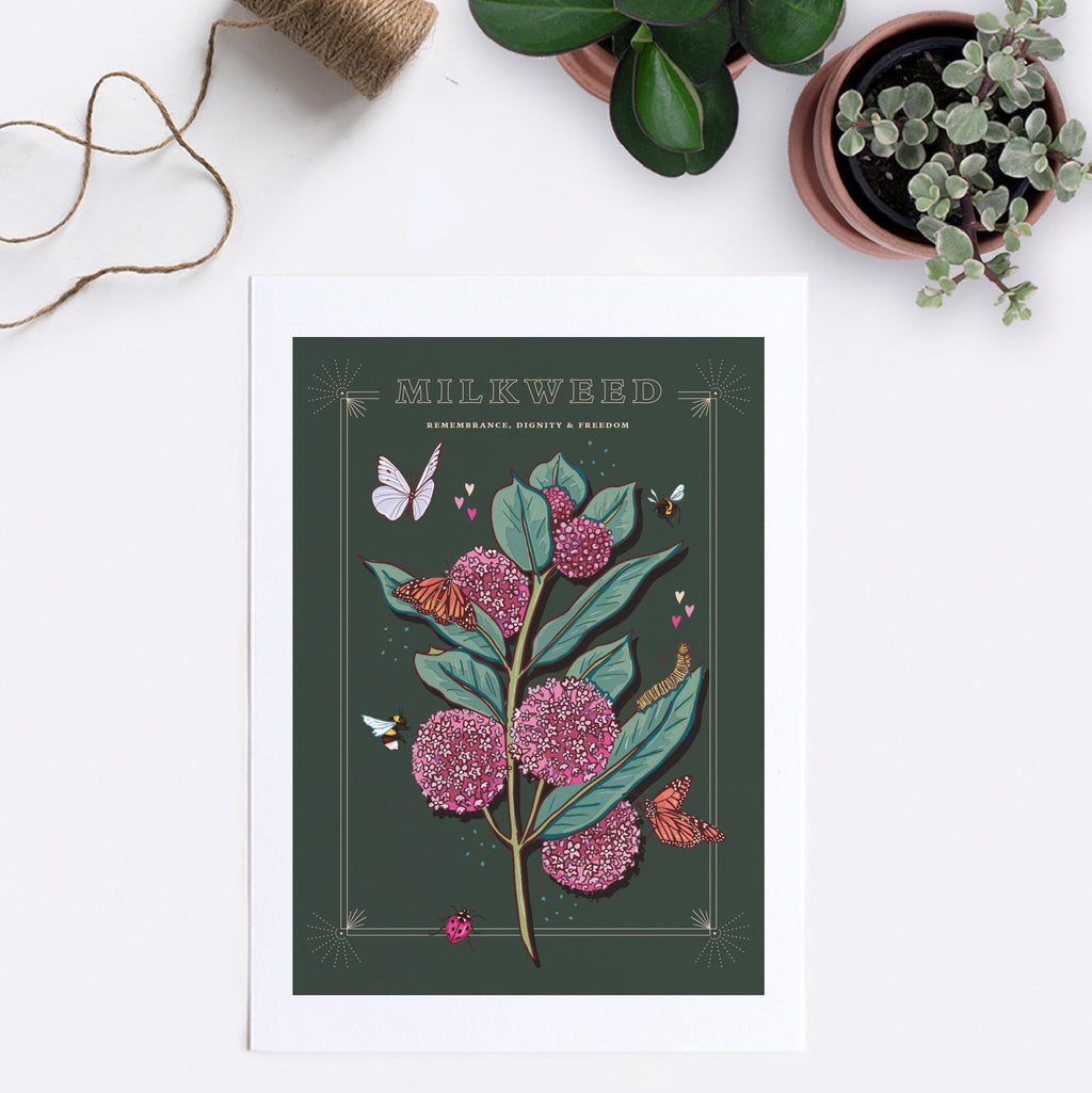 Milkweed and Monarch Butterfly Wall Art Print