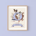 O - Personalised Letter O Print, Initial O Wall Art, Nature Guide Monogram Illustration