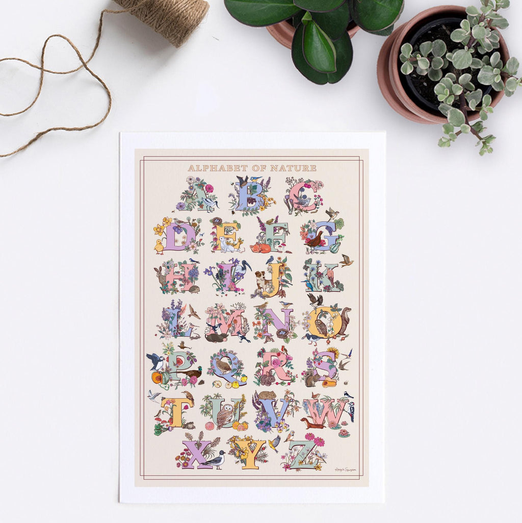 A to Z of Nature Alphabet Wall Art Print A4 size